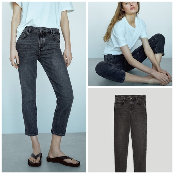 NWT Massimo Dutti Black Crop Jeans Size 2 - Picture 1 of 15